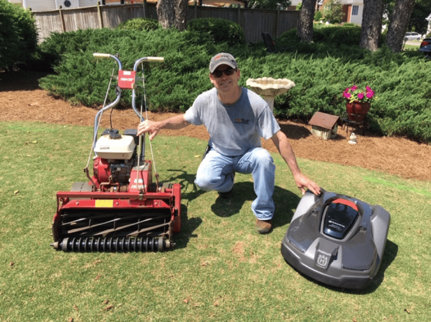 Mike with tru-cut reel mower and automower