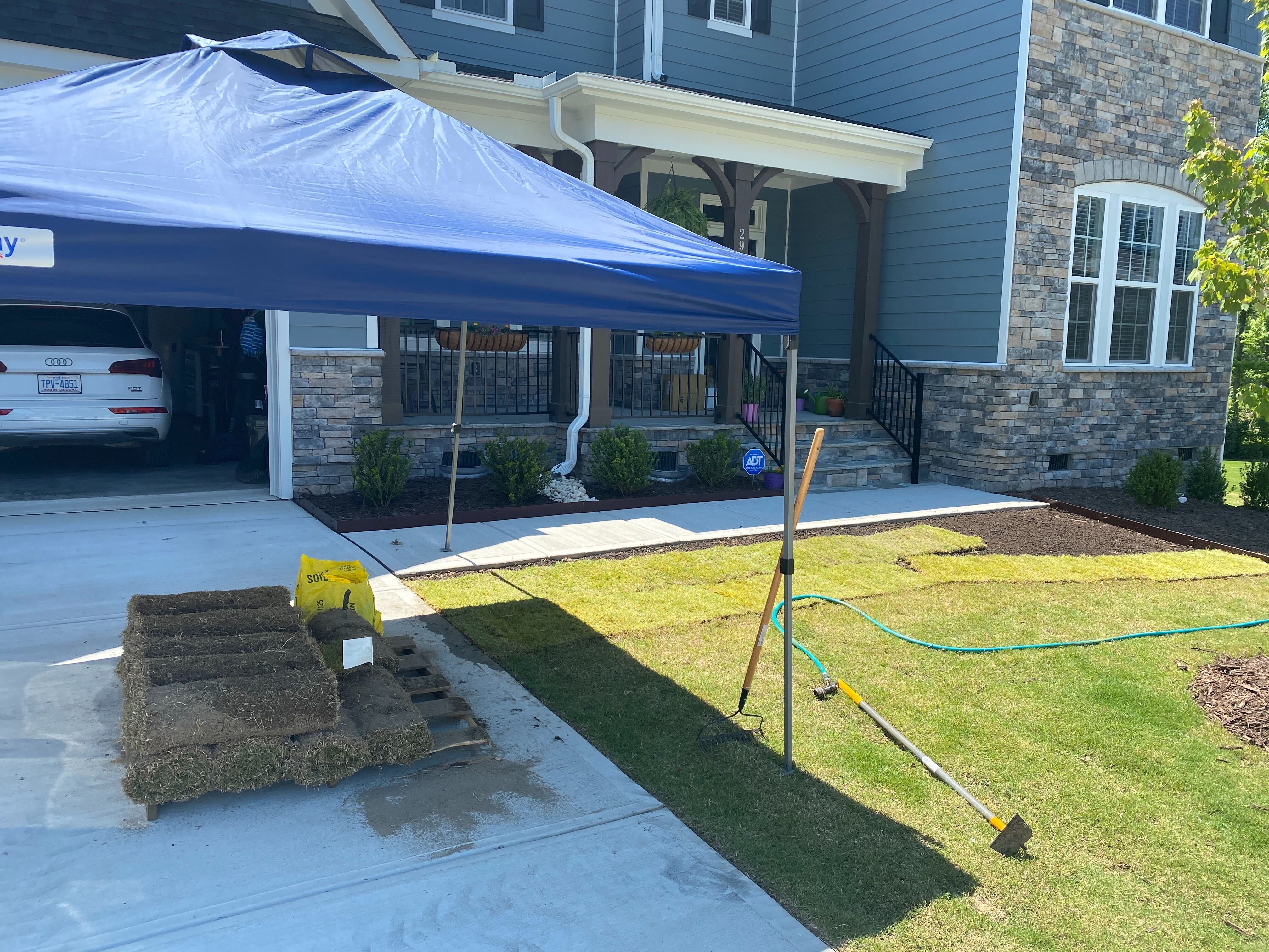 a temporary solution for storing sod in shade is using a tent or canopy